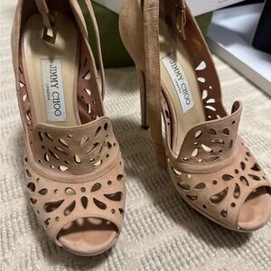 Jimmy Choo Perforated Suede Blush Heels